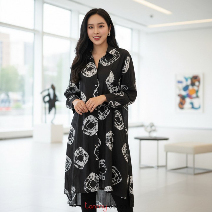 Váy sơ mi cài khuy suốt, 1 túi ngực ROBERTA LLD08